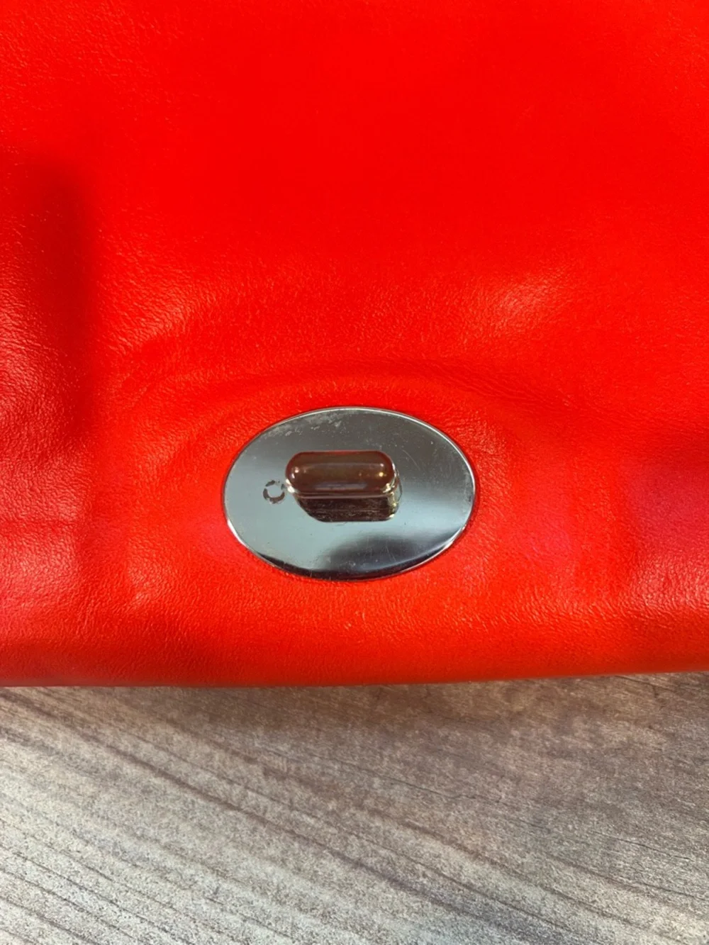 Kate Spade Orange Leather Turnlock Flap Crossbody Cream Trim silver Hardware - Picture 12 of 14